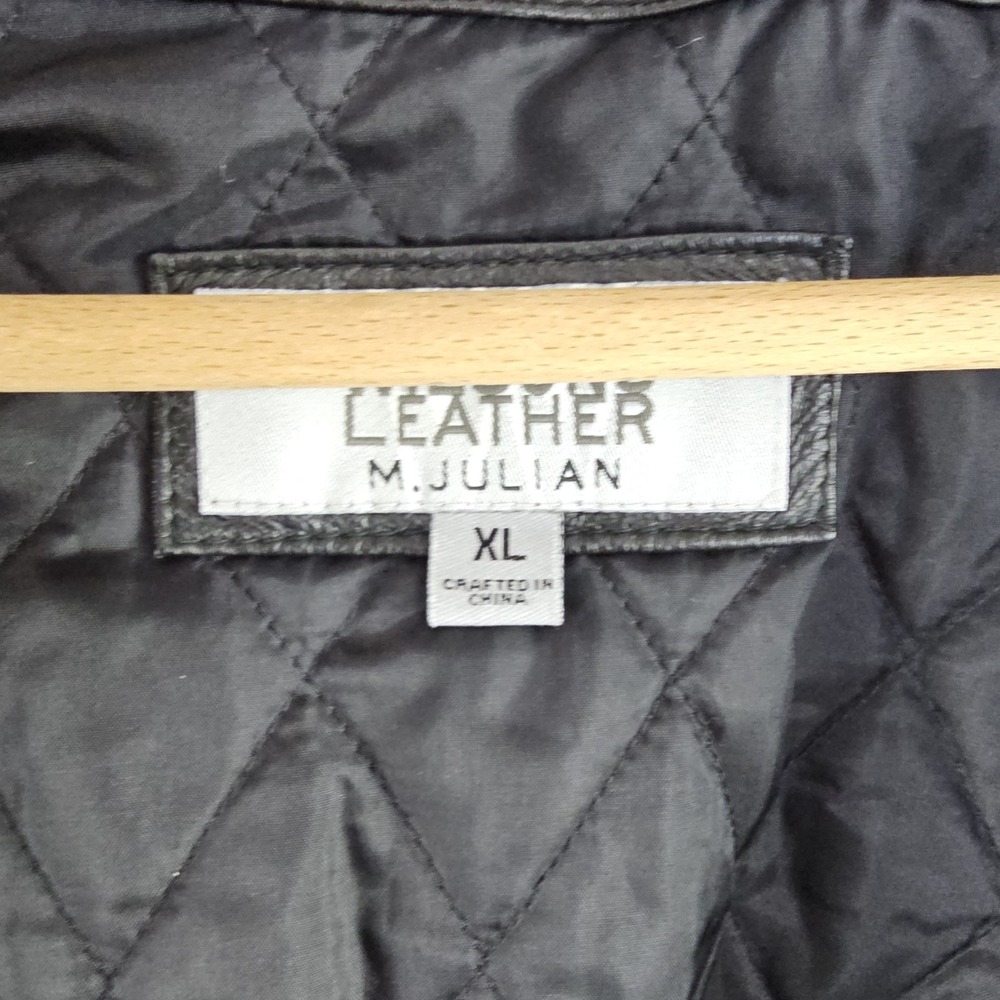 Wilsons M. Julian Diamond Quilted Black Leather Jacket Men's Size XL Button Up - Picture 3 of 16